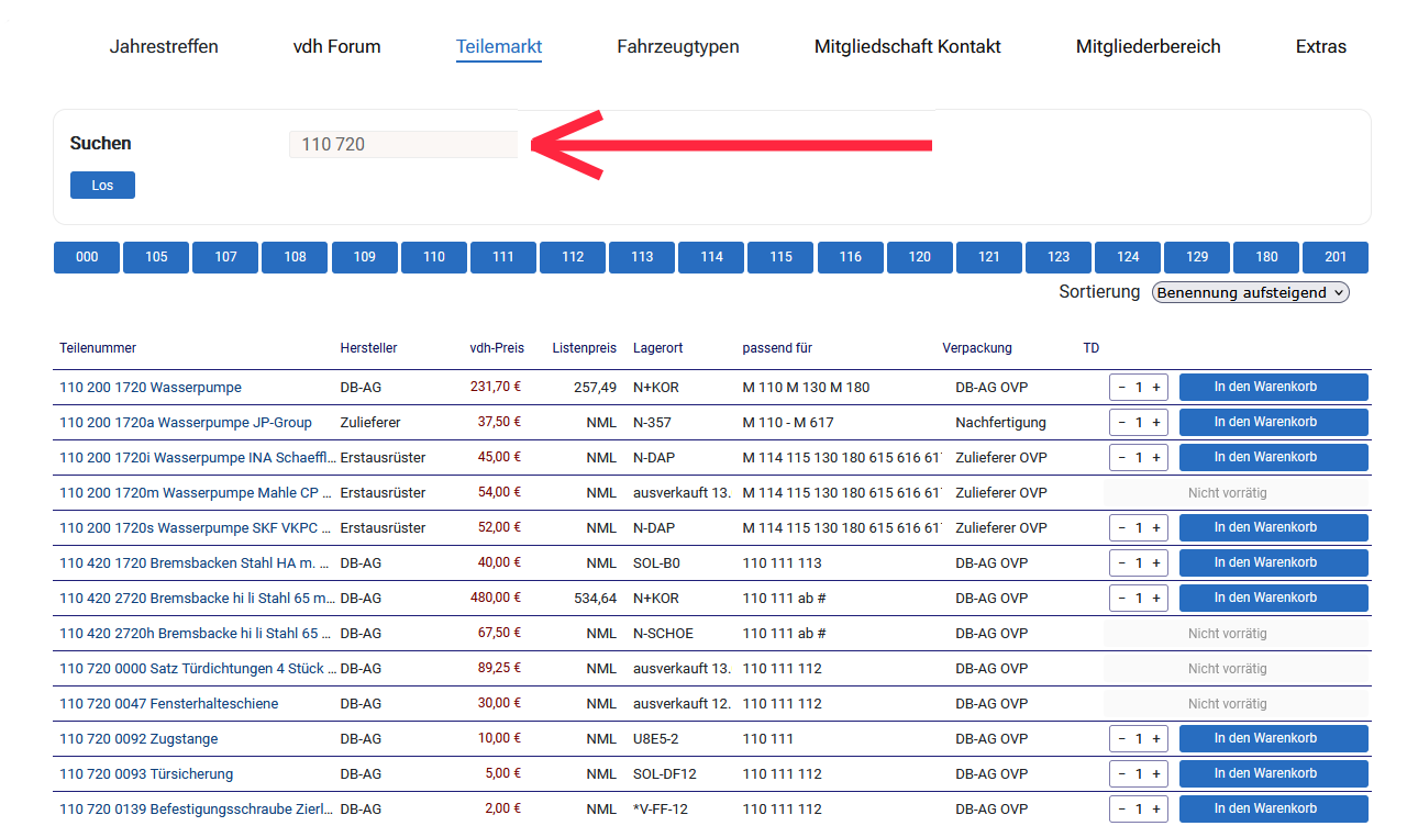 Link zur Neuteileliste